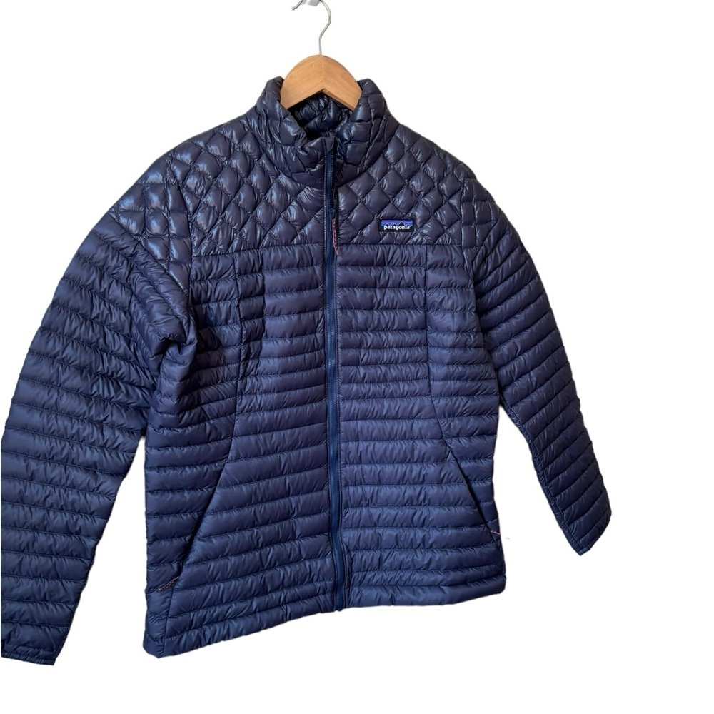 Patagonia Women's AlpLight Down Jacket Smolder Blue Slim Fit Zipper Size L - Picture 7 of 14